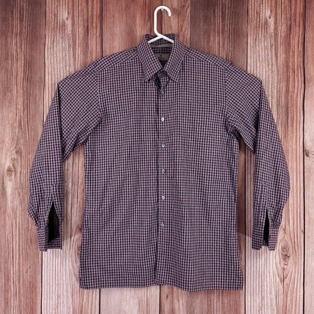 Canali 1934 Mens Large Plaid  Cotton Long Sleeve Button Down Shirt Made In Italy